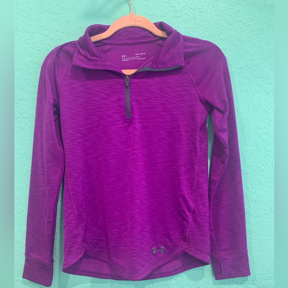 Under Armour Purple Quarter-Zip Pullover YLG fitted Coldgear active sports